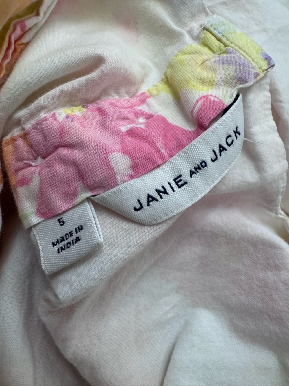 Janie and Jack Ruffle Summer Pink Orange Floral Watercolor Print Dress Girls 5 - Picture 5 of 6